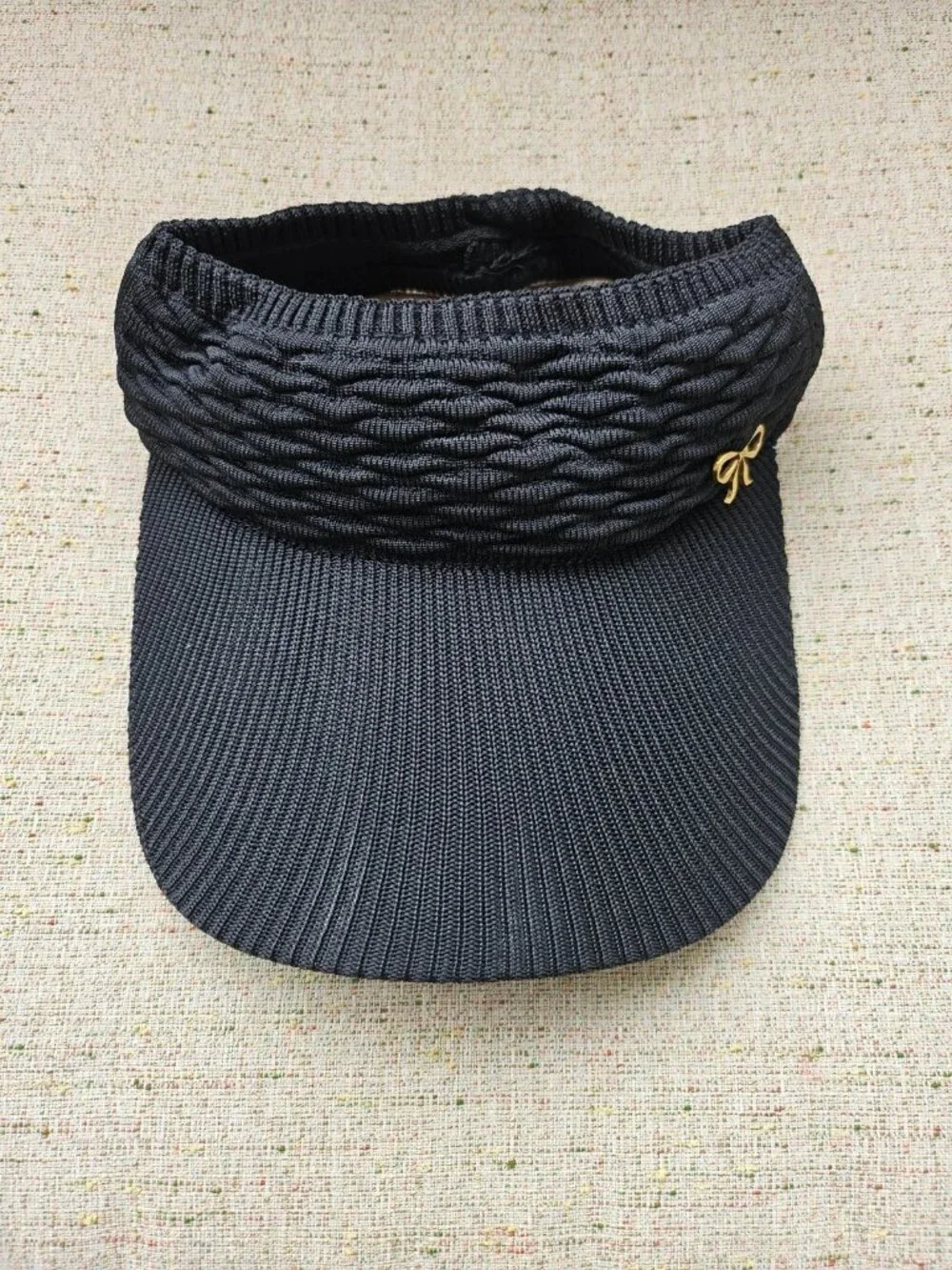 Women Hat Visor Black Sport Outdoor Sun Hat Bow Logo Fashion Hat One Size Fit al